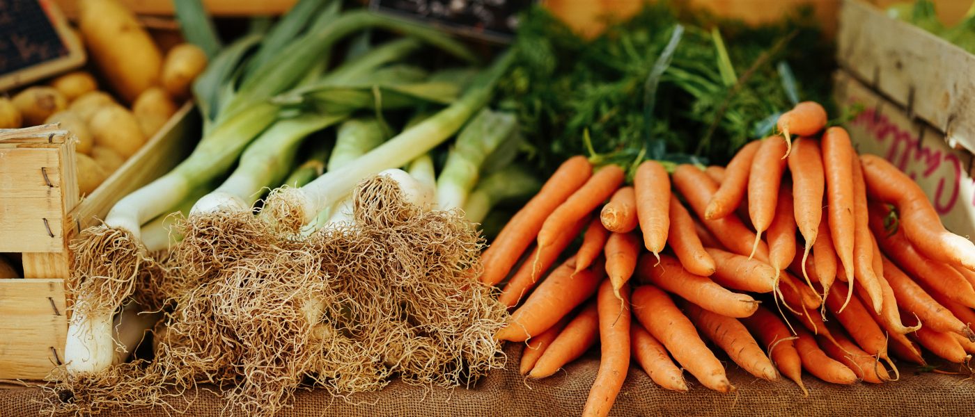 Leeks and Carrots at a Farmers Market