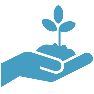 hand holding a seedling icon